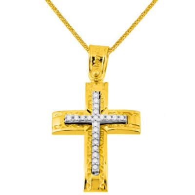 Χρυσός βαπτιστικός σταυρός Κ14 με αλυσίδα